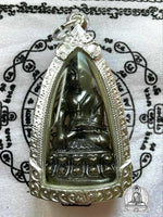 Belle amulette Thaï du Bouddha Phra Kling en métal alchimique sombre. # 338