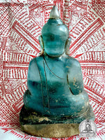 Blue Alchemical Glass Buddha Statue – 1980s – Utharadit, Thailand #441