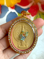 Precious Thousand-Armed Guan Yin Amulet (with Relic Crystals). #470