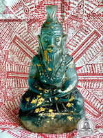 Statue Ancienne d'ermite Lersi en Verre Alchimique Bleu – Thaïlande (Années 80). 