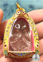 Rare Tibetan Citipati Skull Amulet in Spatika Crystal. #404